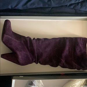 Purple calf length boots